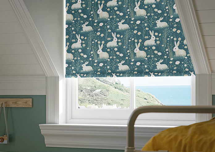 Bunny Meadows, Teal - Roller Blind - Image 5